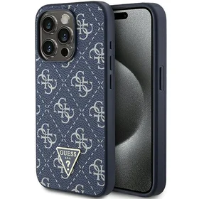 Guess 4G Triangle Metal Logo viedtālruņa apvalks iPhone 15 Pro - zils