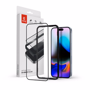 Crong Anti-Bacterial 3D Armor Glass 9H pa visu virsmu līmējams rūdīta stikla ekrāna aizsargs iPhone 16 Pro Max ar uzstādīšanas rāmi