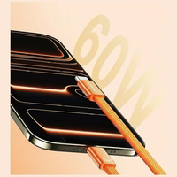 Kabelis USAMS U96 60W USB-C uz USB-C 1.2m oranžs