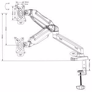 Maclean MC-860 monitor mount / stand 68.6 cm (27") melns Desk