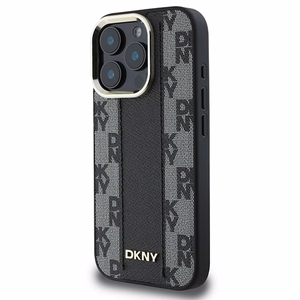 DKNY Rūtainais raksts magnētiskais iPhone 16 Pro viedtālruņa apvalks - melns