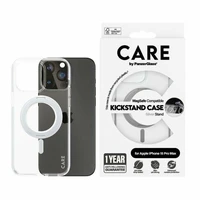 CARE by PanzerGlass viedtālruņa apvalks ar statīvu MagSafe iPhone 15 Pro Max - sudrabains