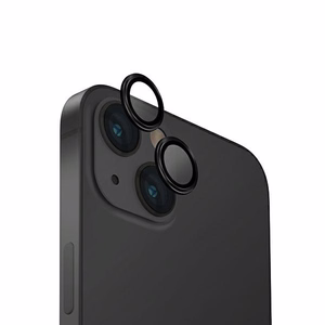 Uniq Optix stikla alumīnija kameras objektīva aizsargstikls iPhone 15 / 15 Plus kameras objektīvam ar aplikatoru - melns