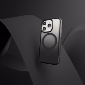 Puro krāsu pārejas MagSafe silikona apvalks iPhone 16 Pro Max viedtālrunim – melnā krāsā