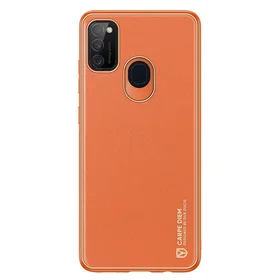 Dux Ducis Yolo elegantais vāciņš no mīksta TPU un PU ādas Samsung Galaxy M30s oranžs