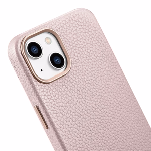 iCarer Litchi Premium ādas viedtālruņa apvalks iPhone 14 Plus Magnētiskais ādas apvalks ar MagSafe Rozā (WMI14220711-PK)