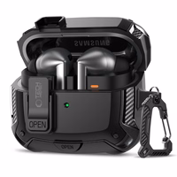 Tech-Protect silikona apvalks ar āķi Samsung Galaxy Buds 3 / 3 FE / 3 Pro austiņām - melns