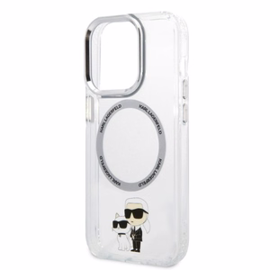 Karl Lagerfeld Ikoniskais Karl&Choupette Magnētiskais viedtālruņa apvalks iPhone 14 Pro - caurspīdīgs