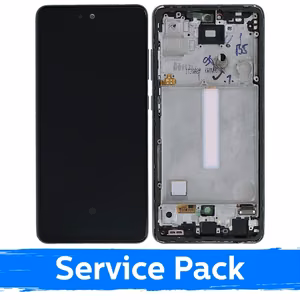 LCD Displejs Saderīgs ar Samsung A525 (A526) A52 Ar Frame / Awesome Melns / (Service Pack)