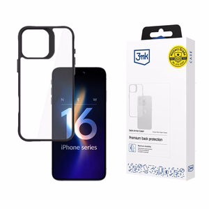 3mk Satin Armor Case+ iPhone 16 Pro Max - caurspīdīgs ar melnu rāmi
