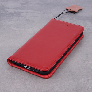 Genuine Leather Viedais Pro for iPhone 17 6,3" tumši sarkans