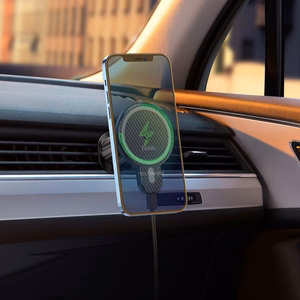 HOCO automašīnas turētājs ar bezvadu uzlādi saderīgs ar MagSafe gaisa ventilācijai 15W CA85 melns