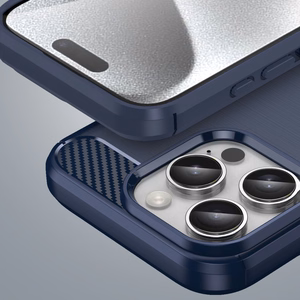 Carbon viedtālruņa apvalks iPhone 16 Pro Max silikona apvalks - zils
