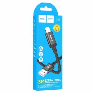 Kabelis USB-A uz Lightning Hoco 2,4A 3 m X91 melns