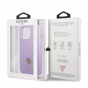 Guess GUHCP13LPS4MU iPhone 13 Pro / 13 6.1" violets/violets cietais apvalks Saffiano 4G mazs metāla logotips