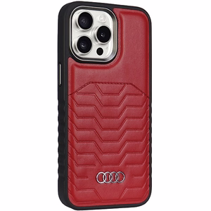Audi sintētiskās ādas apvalks ar MagSafe iPhone 15 Pro Max – sarkans