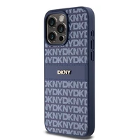 DKNY Ādas mono svītra un metāla logotips viedtālruņa apvalks iPhone 15 Pro Max - zils