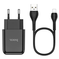 Lādētājs Hoco USB A 2A 10W + Kabelis USB A uz Lightning N2 melns