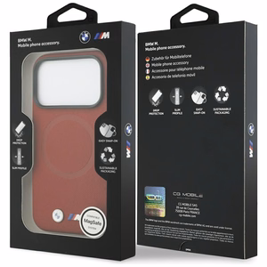 BMW M FW Metal Logo Magnētiskais apvalks iPhone 17 Pro - sarkans