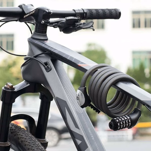 Rockbros RKS531 velosipēda slēdzene ar 5 ciparu kodu, tērauda trosi, 180 cm, ar LED apgaismojumu - melna