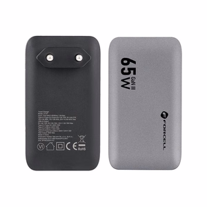 FORCELL F-ENERGY GaN III VT-47 īpaši plāns ceļojumu lādētājs 2 x Type C + USB A PD QC4.0 4A 65W pelēks