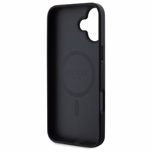 Viedtālruņa apvalks Guess 4G Gredzens Klasiskais Logotips MagSafe iPhone 16 - melns