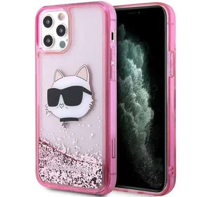 Karl Lagerfeld KLHCP12MLNCHCP iPhone 12/12 Pro 6.1" rozā/rozā cietais apvalks Mirdzošs Choupette Galva