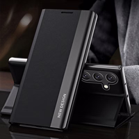 Sleep Pro viedtālruņa apvalks Samsung Galaxy S24 FE ar atveramu vāku un statīvu - melns