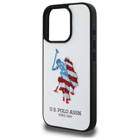 US Polo USHCP15XPUSH iPhone 15 Pro Max 6.7" balta/balta Ādas liels DH Amerikas karogs