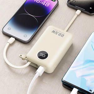 Dudao K14+ Powerbank 20000mAh 22.5W USB-C / USB-A / Built-in Lightning and USB-C Cables - balts