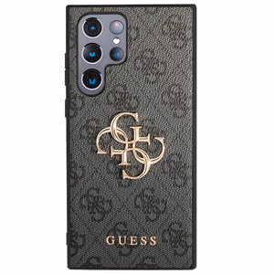 Guess GUHCS23L4GMGGR S23 Ultra S918 pelēks/pelēks cietais apvalks 4G Liels Metāla Logotips