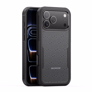 Korpuss Dux Ducis Apple iPhone 17 Pro melns (Trīsstūra raksts)