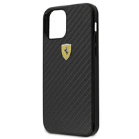 Ferrari FERCAHCP12SBK iPhone 12 mini 5.4" melns/melns cietais apvalks On Track Real Carbon