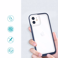  Skaidrs 3in1 vāciņš iPhone 12 ar zilā rāmis želejas pārklājums