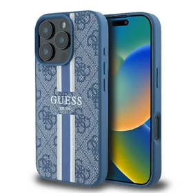 Guess 4G Drukātais Svītru Magnētiskais apvalks iPhone 16 Pro - zilais