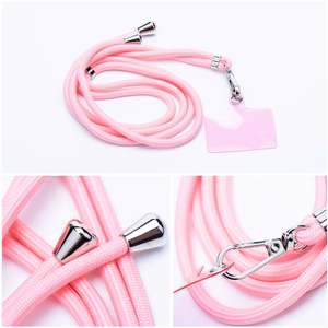 SWING (6mm) tālruņa siksniņa, tālruņa piekariņš ar regulējamu garumu / auklas garums 165 cm (maks. 82,5 cm cilpā) / uz pleca vai kakla – gaiši rozā