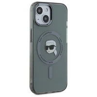 Karl Lagerfeld KLHMP15SHLSKIK iPhone 15 6.1" melns cietais viedtālruņa apvalks IML Metal Karl Head Magnētiskais (MagSafe)