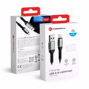 Cable USB A to Lightning Forcell F-Energy 2,4A 12W Cafule 2 m C257 black