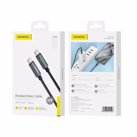 FONENG kabelis XS08 USB-C - USB-C PD 60W 1.2m melns