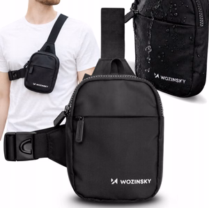 Wozinsky WMS-W1 ūdensizturīga uniseks mini plecu soma telefonam ar diviem nodalījumiem - melna