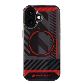 Audi IML Sport Magnētiskais iPhone 16 6.1" melns/melns cietais apvalks AUS-IMLMIP16-RSQ/D2-BK