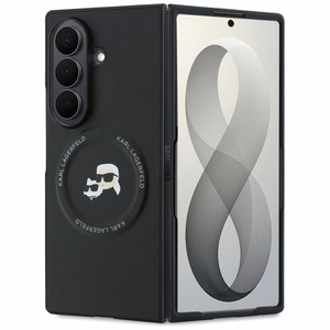 Melns Karl Lagerfeld Karl & Choupette Pins MagSafe vāciņš Samsung Galaxy Z Fold8 Ultra tālrunim