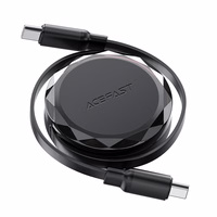 Acefast C13-03 USB-C - USB-C 60W izbīdāms kabelis - melns
