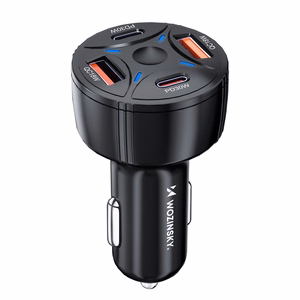 Wozinsky WLS-04 60W automašīnas lādētājs, 2xUSB-C un 2xUSB-A, melns