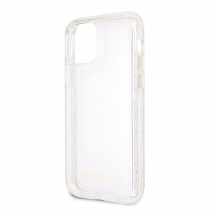 Guess GUHCN65PCGLSI iPhone 11 Pro Max sudrabains kietais apvalks Glitter
