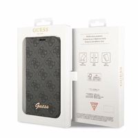 Guess GUBKP14XHG4SHK iPhone 14 Pro Max 6.7 "melna / melna grāmata 4G Vintage Gold Logo