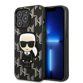 Karl Lagerfeld KLHCP13LPMNIKBK iPhone 13 Pro / 13 6.1" cietais apvalks melns/melns Monogramma Ikonik plāksteris