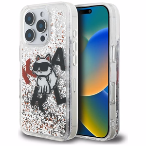 Karl Lagerfeld Liquid Glitter Choupette Logo macins iPhone 16 Pro - caurspidigs