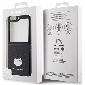 Hello Kitty Metal Logo Kitty Head viedtālruņa apvalks Samsung Galaxy Z Flip 5 - melns