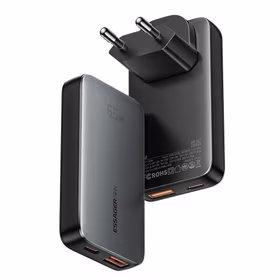 Lādētājs Essager "GaN Ultra" melns 65W (1xPD / 1xQC3.0)